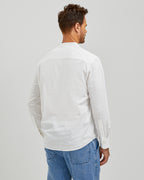 EMBROIDERED LINEN COTTON POPOVER SHIRT - WHITE