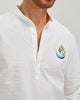 EMBROIDERED LINEN COTTON POPOVER SHIRT - WHITE