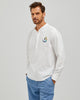EMBROIDERED LINEN COTTON POPOVER SHIRT - WHITE