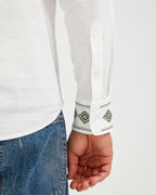 EMBROIDERED LINEN COTTON POPOVER SHIRT - WHITE