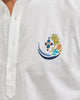 EMBROIDERED LINEN COTTON POPOVER SHIRT - WHITE