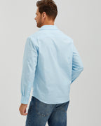 EMBROIDERED LINEN COTTON SHIRT - BLUE