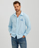 EMBROIDERED LINEN COTTON SHIRT - BLUE