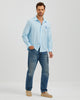EMBROIDERED LINEN COTTON SHIRT - BLUE