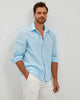 LINEN COTTON BUTTON UP SHIRT - BLUE