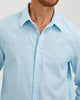 LINEN COTTON BUTTON UP SHIRT - BLUE