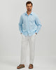 LINEN COTTON BUTTON UP SHIRT - BLUE