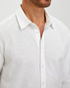 LINEN COTTON BUTTON UP SHIRT - WHITE