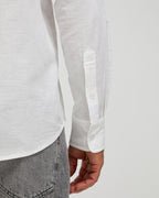 LINEN COTTON BUTTON UP SHIRT - WHITE