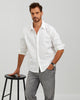 LINEN COTTON BUTTON UP SHIRT - WHITE