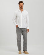 LINEN COTTON BUTTON UP SHIRT - WHITE