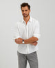 LINEN COTTON BUTTON UP SHIRT - WHITE