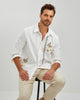 EMBROIDERED LINEN COTTON SHIRT - WHITE