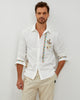EMBROIDERED LINEN COTTON SHIRT - WHITE