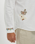 EMBROIDERED LINEN COTTON SHIRT - WHITE