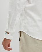 EMBROIDERED LINEN COTTON SHIRT - WHITE
