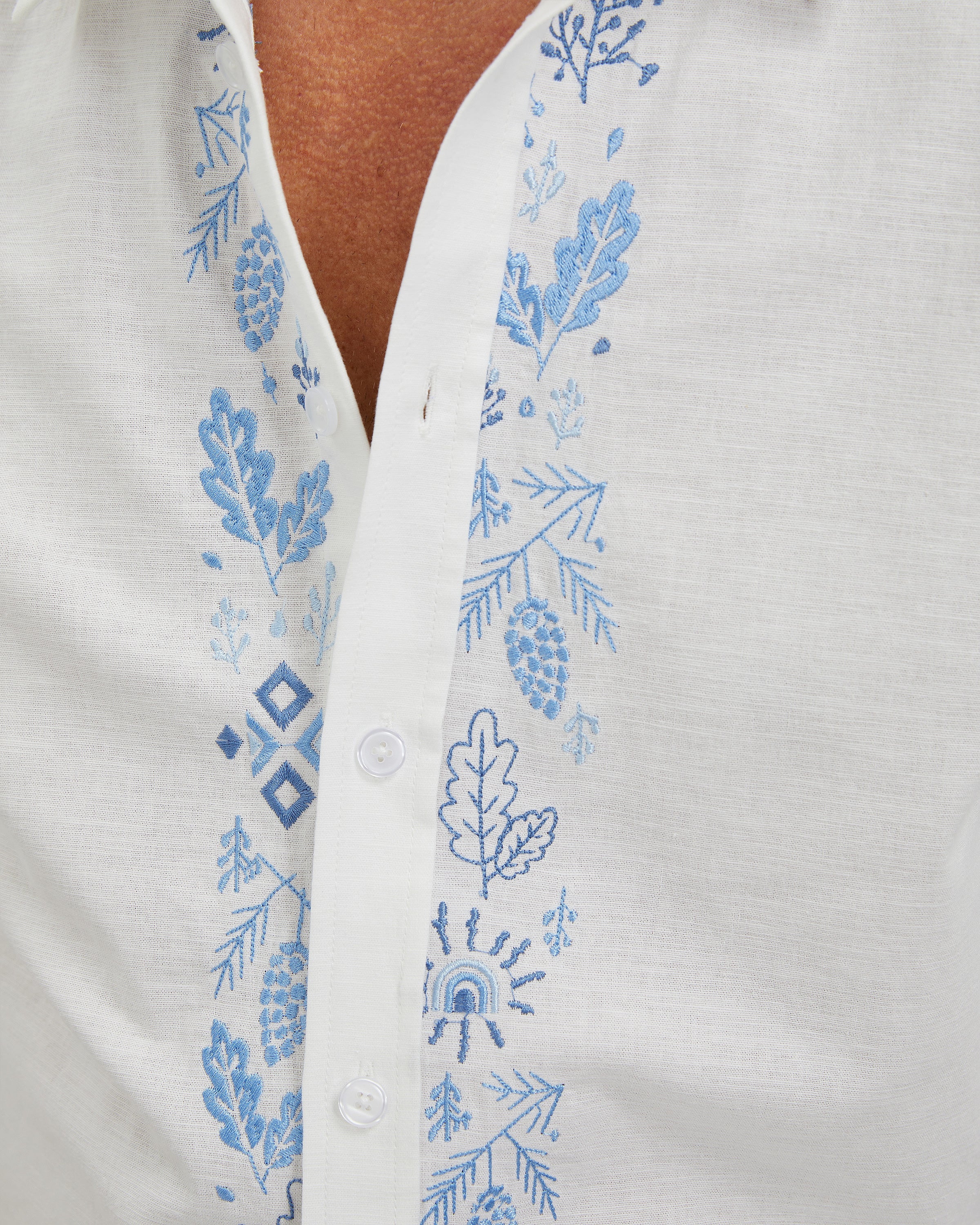LINEN COTTON SERENITY EMBROIDERED SHIRT