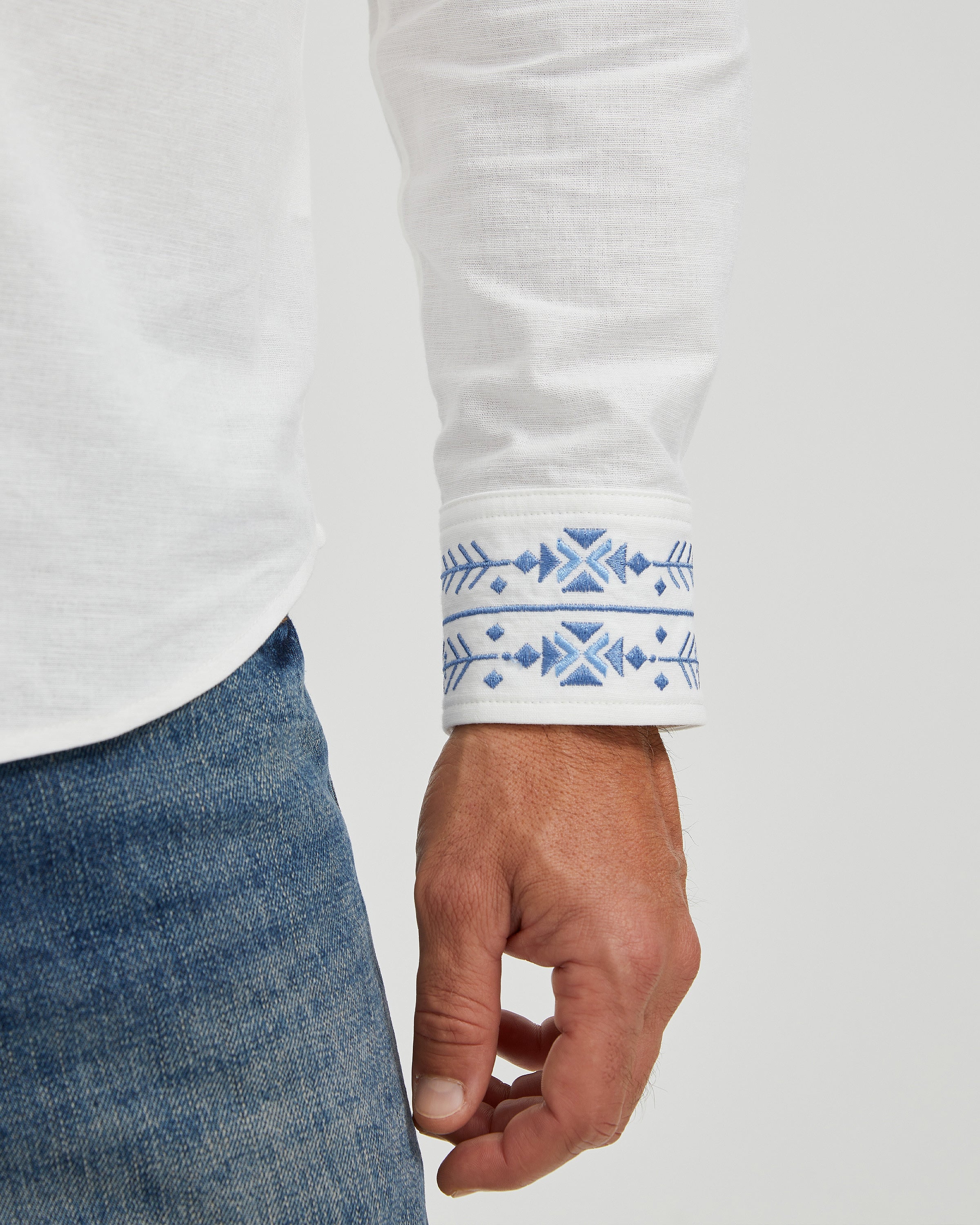 LINEN COTTON SERENITY EMBROIDERED SHIRT