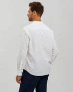 LINEN COTTON POPOVER SHIRT - WHITE