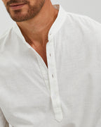LINEN COTTON POPOVER SHIRT - WHITE