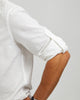 LINEN COTTON POPOVER SHIRT - WHITE