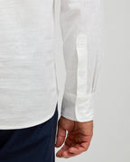LINEN COTTON POPOVER SHIRT - WHITE