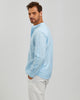 LINEN COTTON POPOVER SHIRT - BLUE