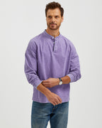 VINTAGE WASHED COTTON HENLEY T-SHIRT