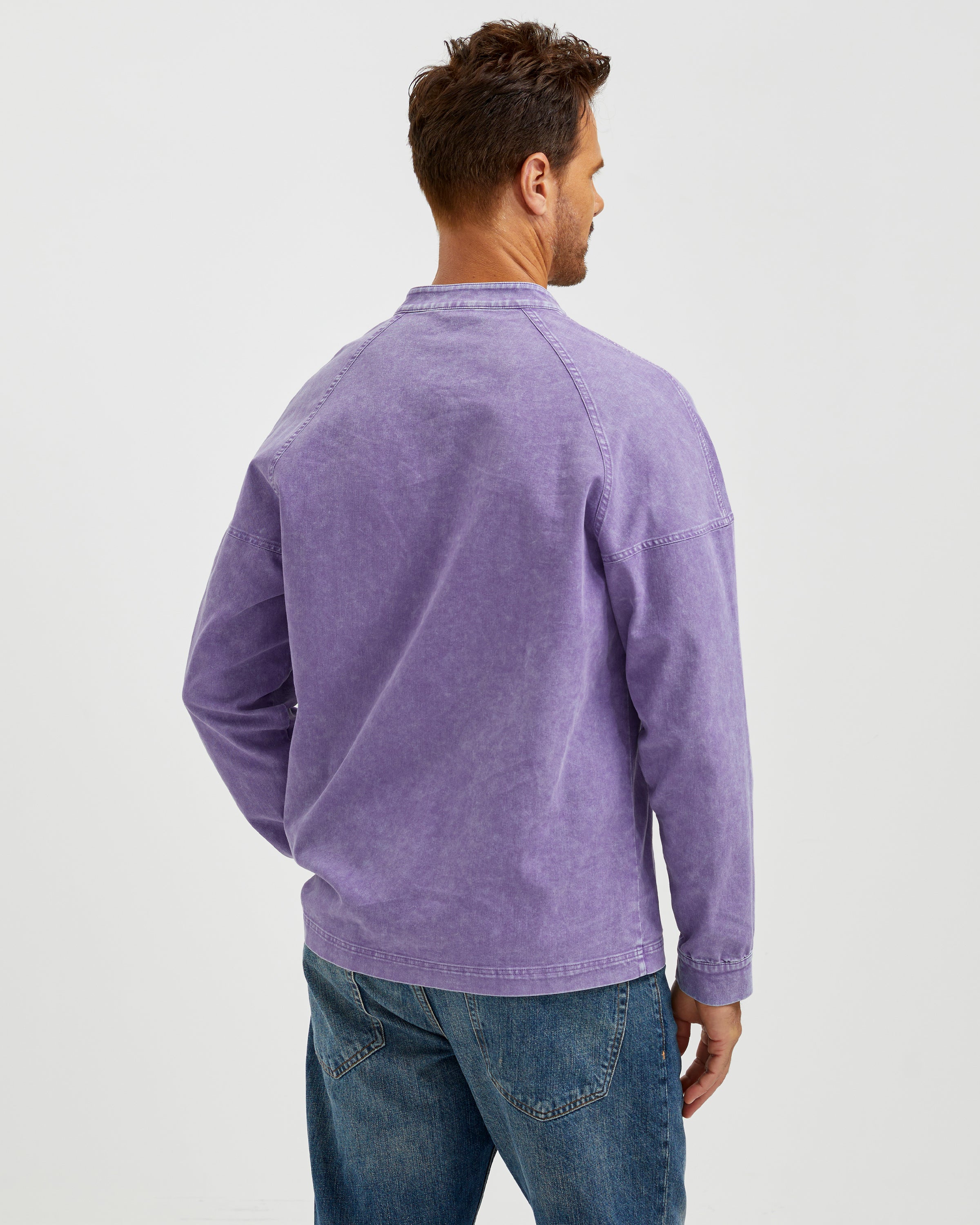 VINTAGE WASHED COTTON HENLEY T-SHIRT