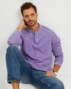 VINTAGE WASHED COTTON HENLEY T-SHIRT