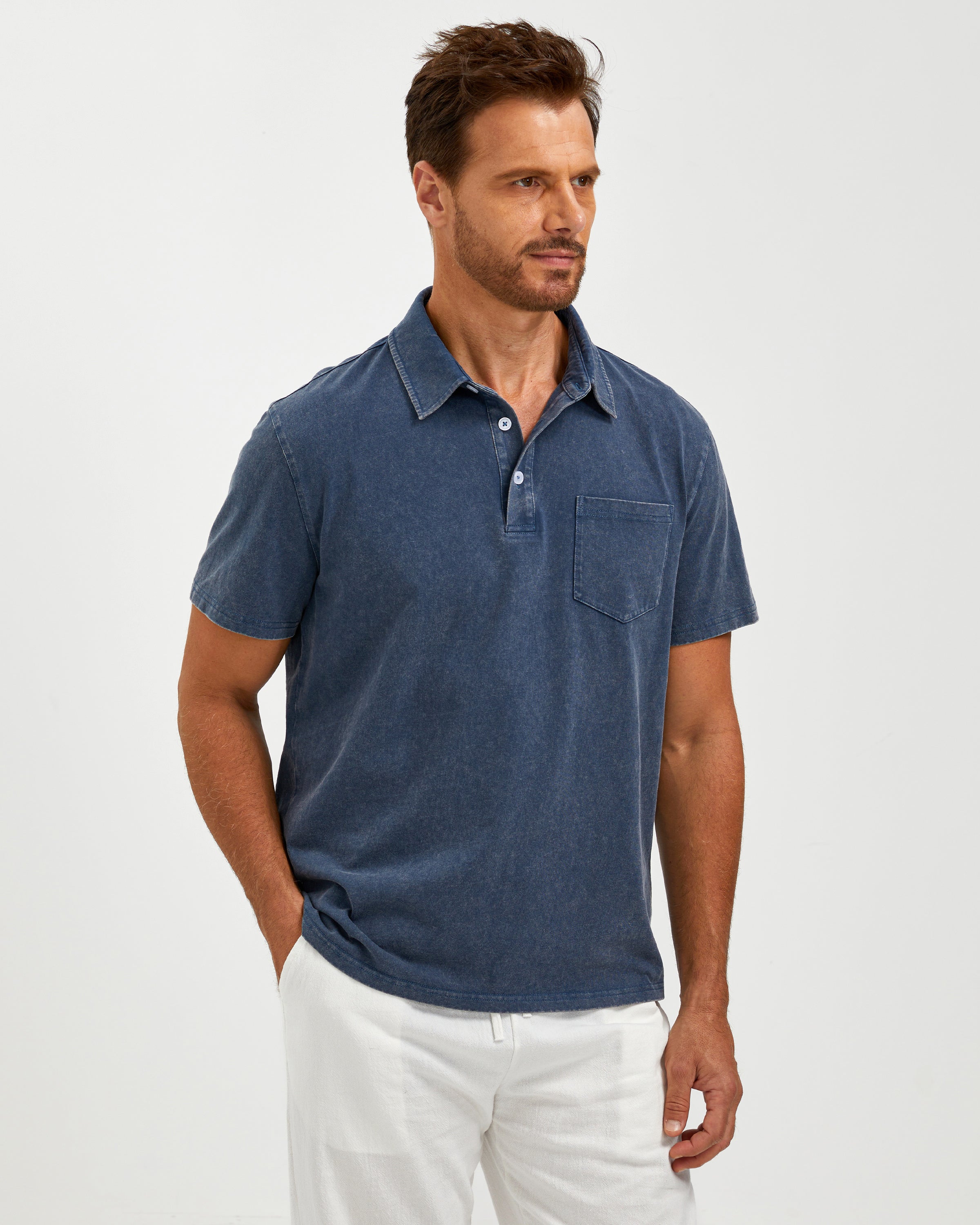 VINTAGE WASHED COTTON POLO SHIRT