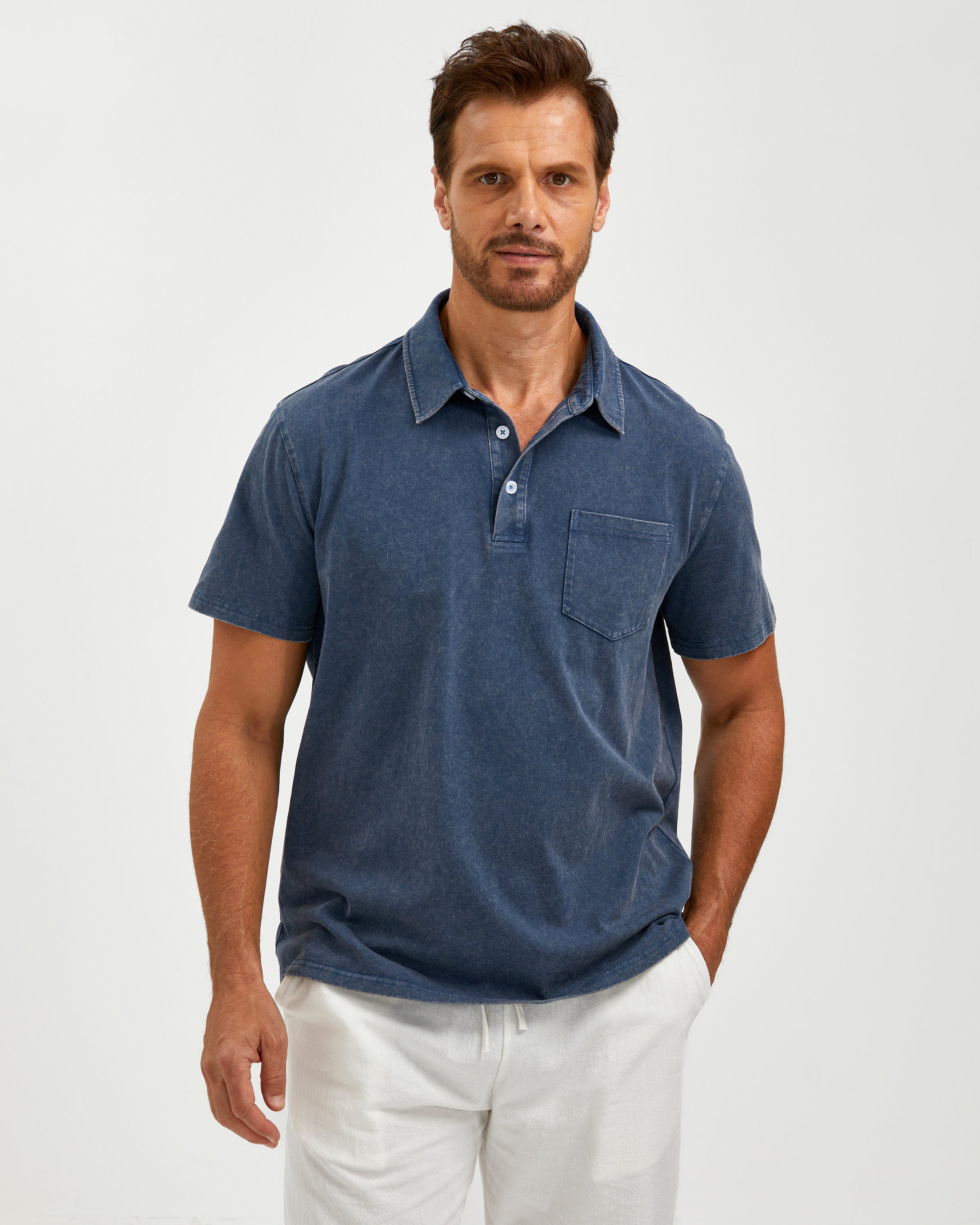 VINTAGE WASHED COTTON POLO SHIRT