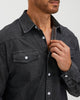 VINTAGE WASHED COTTON WESTERN SHIRT - BLACK