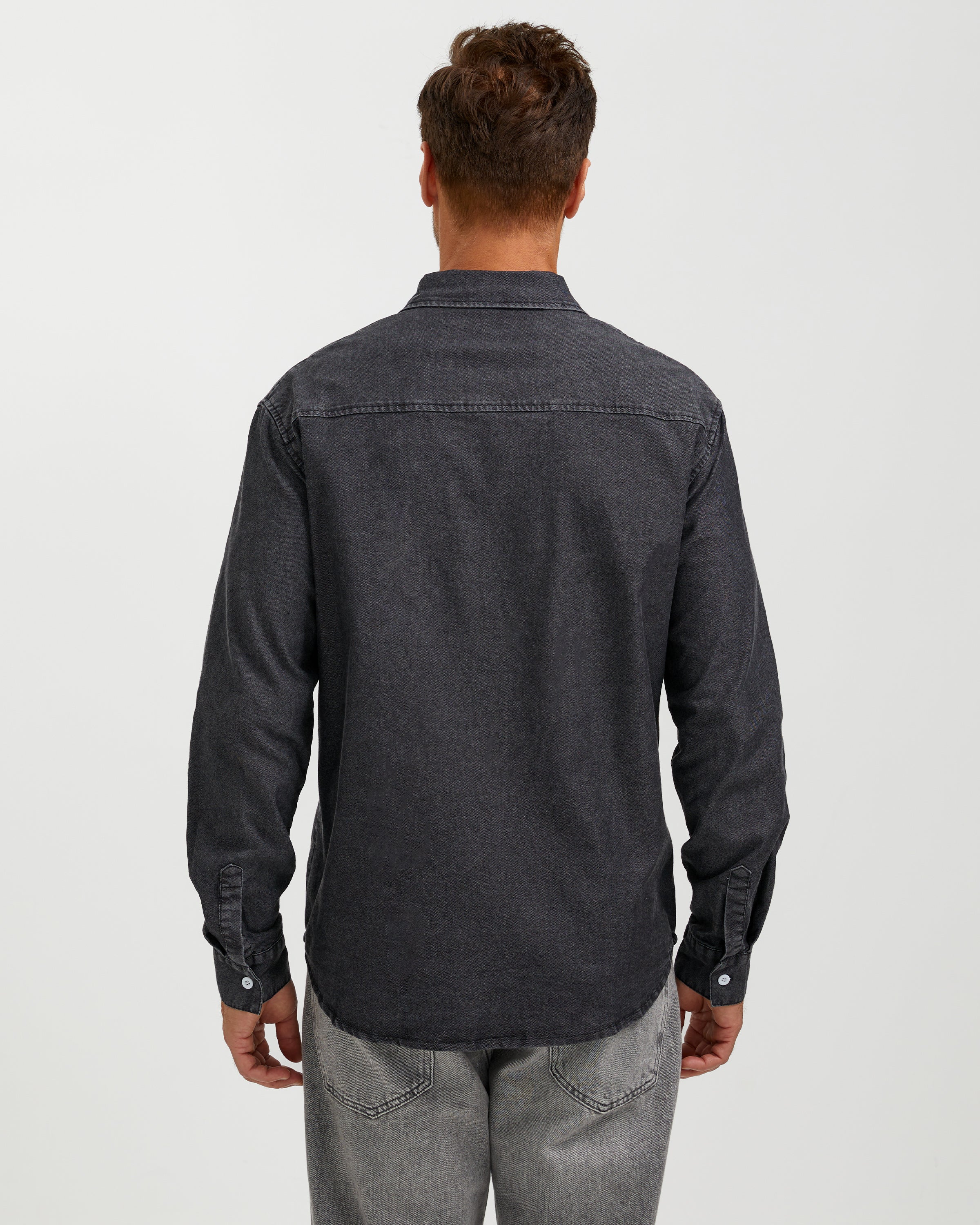 VINTAGE WASHED COTTON WESTERN SHIRT - BLACK