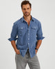 VINTAGE WASHED COTTON WESTERN SHIRT - BLUE