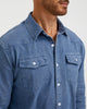 VINTAGE WASHED COTTON WESTERN SHIRT - BLUE