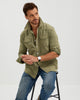 VINTAGE WASHED COTTON WESTERN SHIRT - OLIVE GREEN