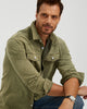 VINTAGE WASHED COTTON WESTERN SHIRT - OLIVE GREEN