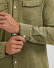 VINTAGE WASHED COTTON WESTERN SHIRT - OLIVE GREEN