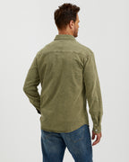 VINTAGE WASHED COTTON WESTERN SHIRT - OLIVE GREEN