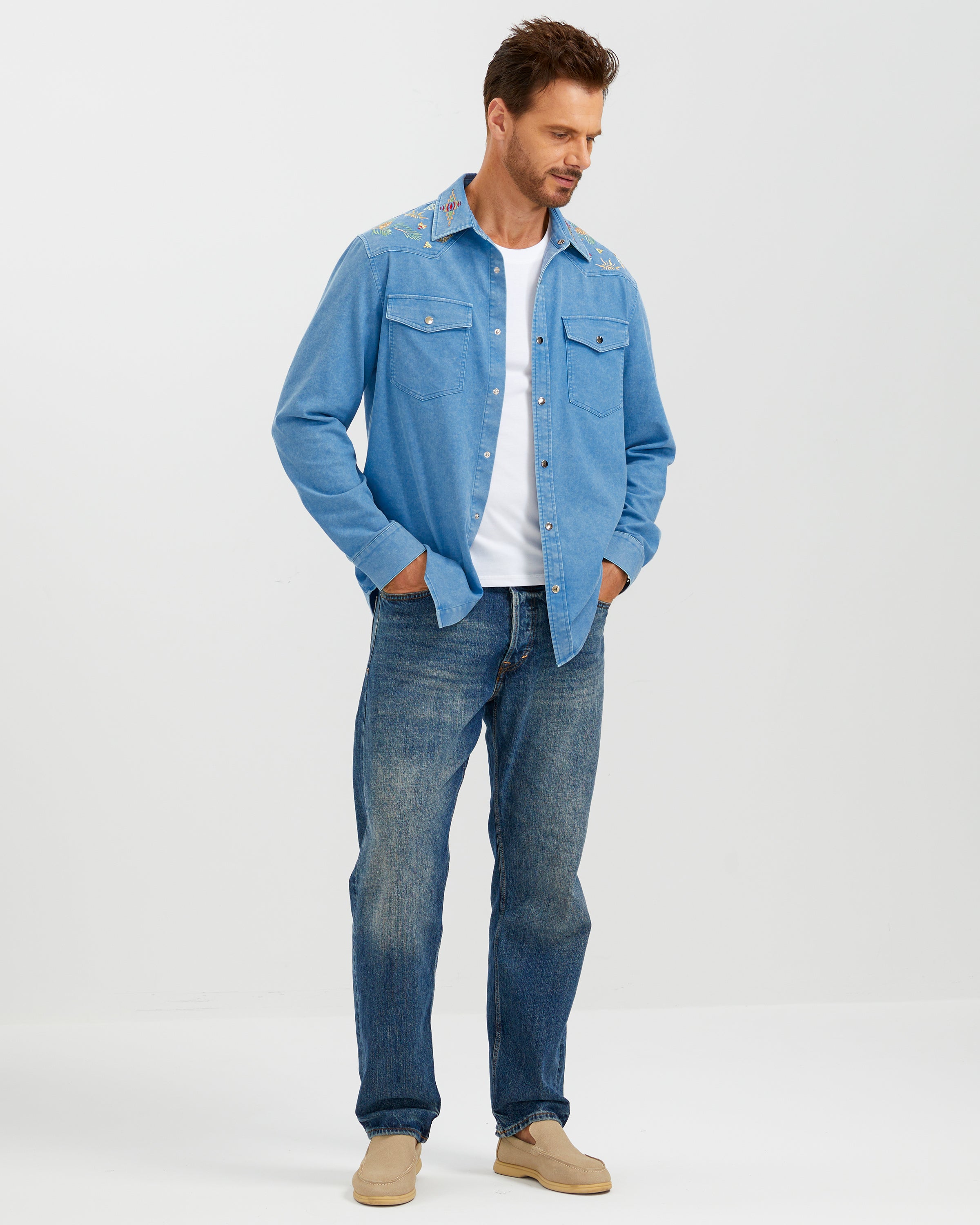 EMBROIDERED WASHED COTTON SHIRT