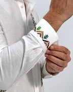 EMBROIDERED LINEN COTTON SHIRT - WHITE